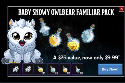 скриншот Idle Champions - Baby Snowy Owlbear Familiar Pack 0