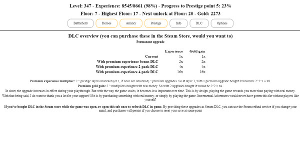 Incremental Adventures - Premium Experience Bonus