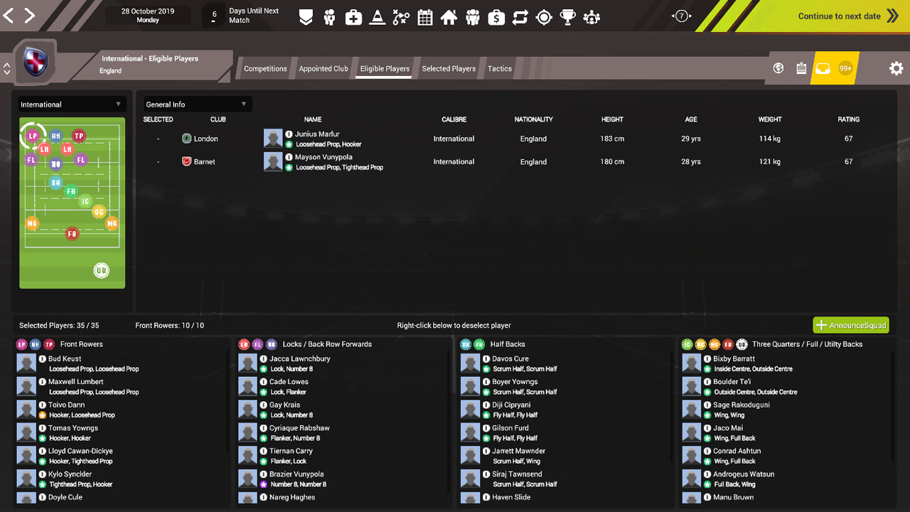 Rugby Union Team Manager 3 DLC “The International Teams and Competitions. Plus extra French Teams and Division” #4