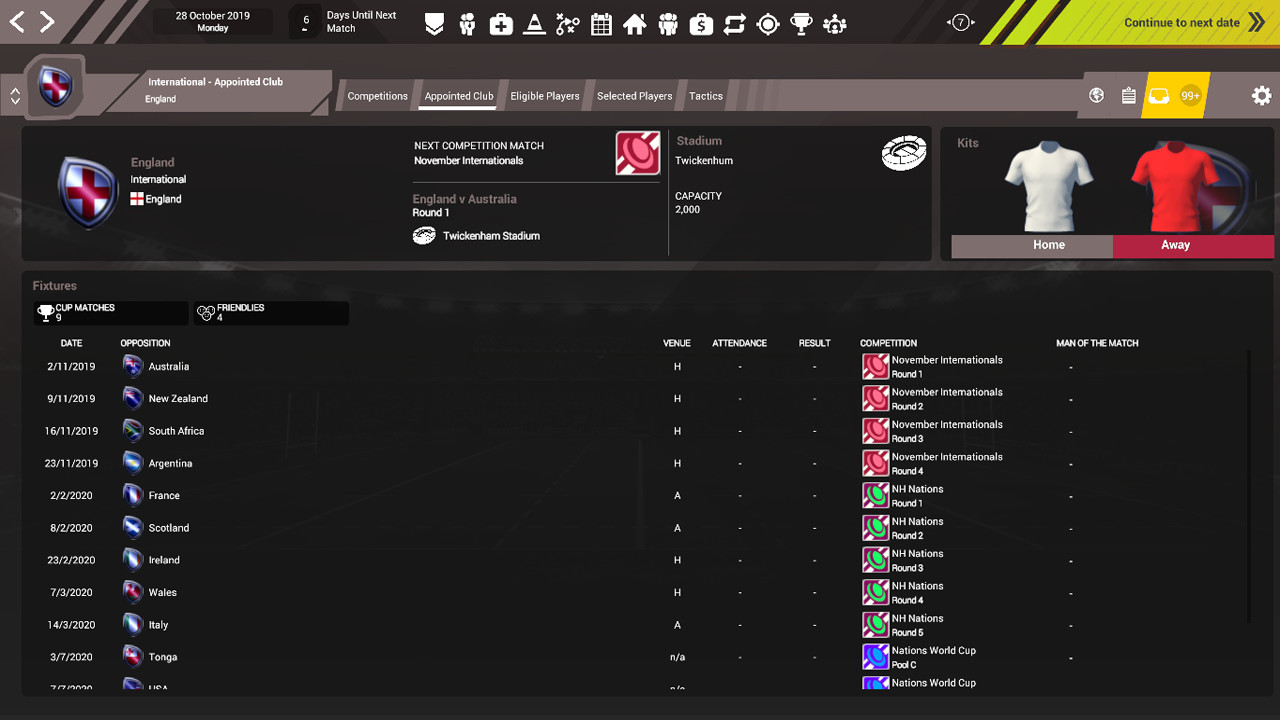 Rugby Union Team Manager 3 DLC “The International Teams and Competitions. Plus extra French Teams and Division” #6