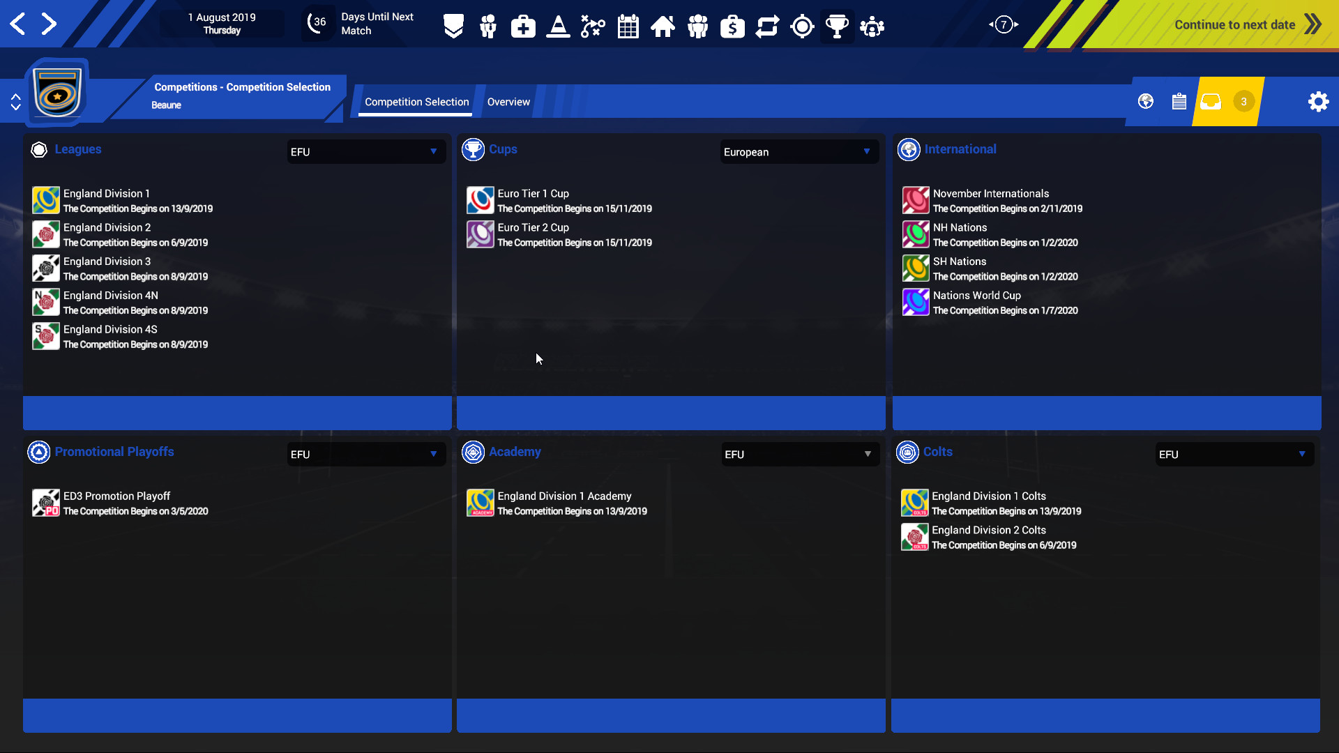 Rugby Union Team Manager 3 DLC “The International Teams and Competitions. Plus extra French Teams and Division” #2