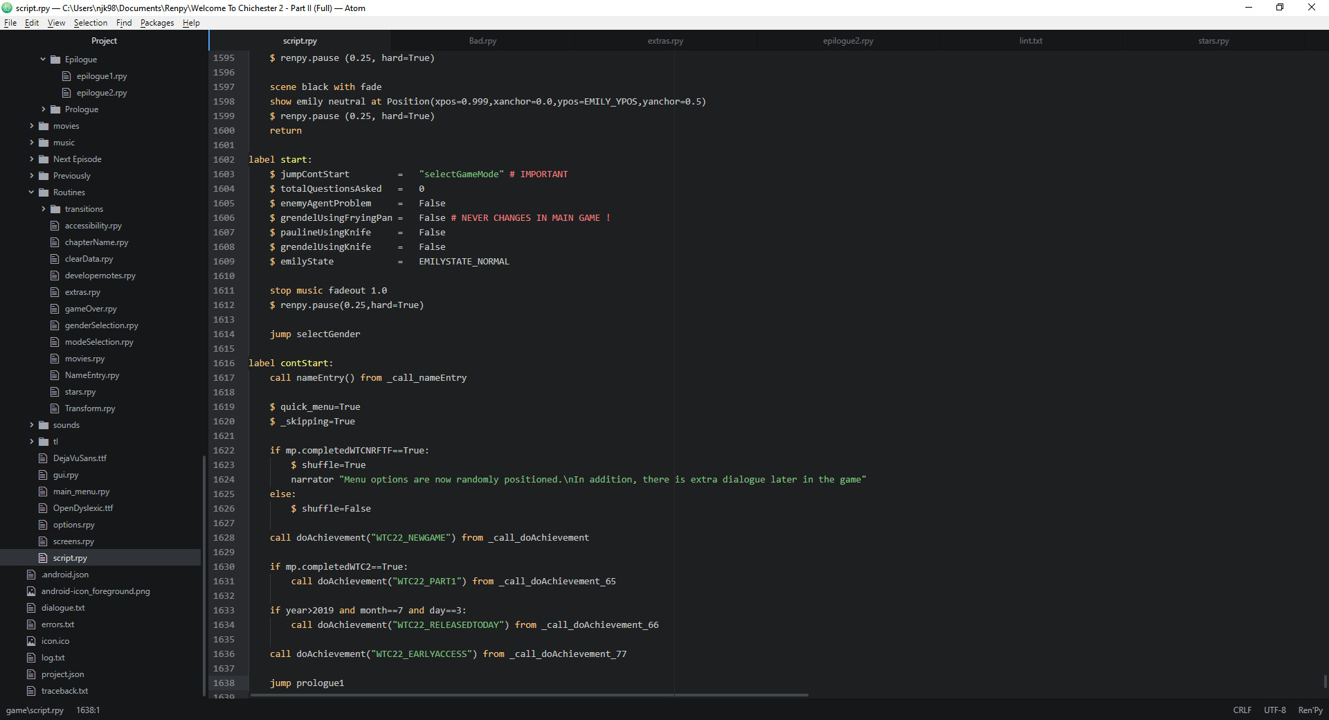 Welcome To... Chichester 2 - Part II : Project Code #0