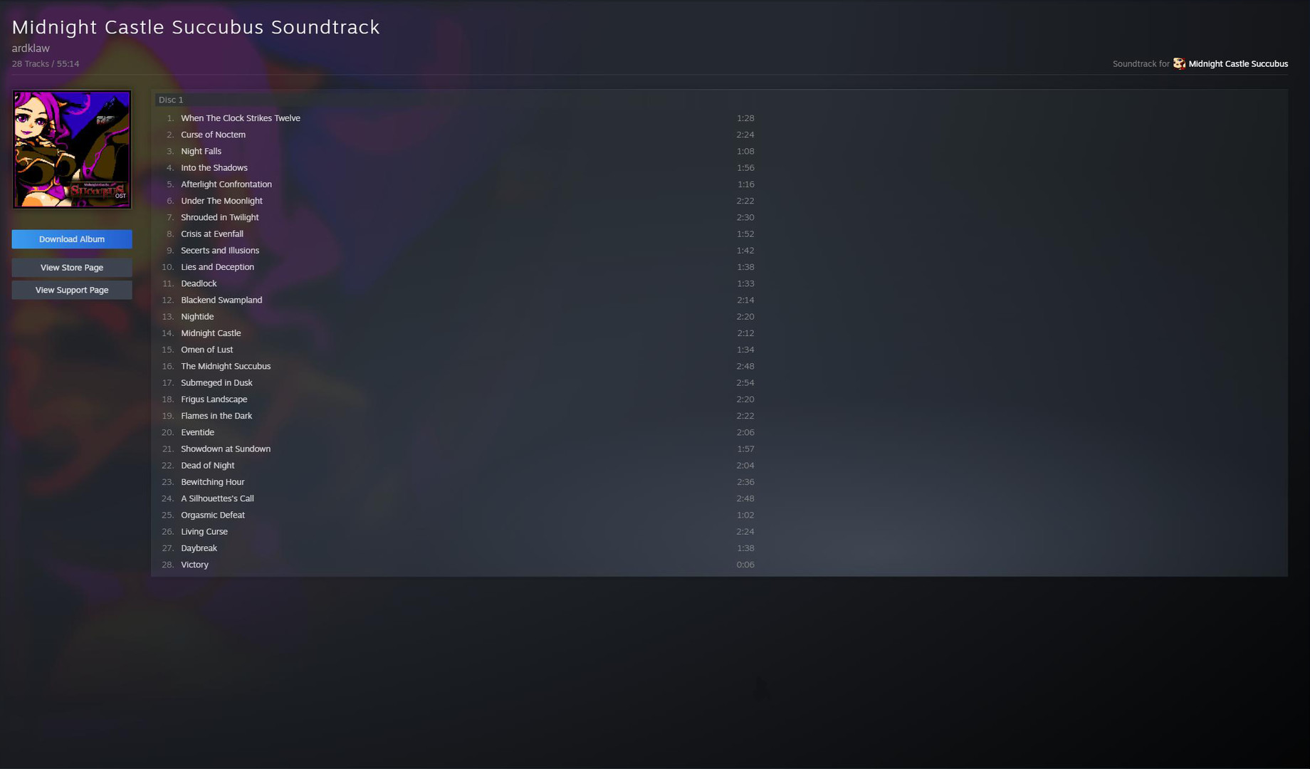 Steam 上的midnight Castle Succubus Soundtrack