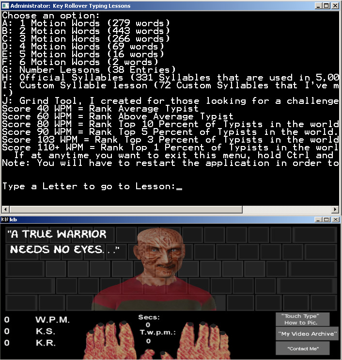 Touch Typing Home Row Speed Grinder - iReact Freddy Krueger Nightmare Custom Art Keyboard #0