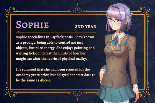 Sophie Death Becomes You visual novel character