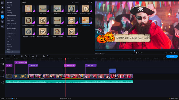 скриншот Movavi Video Editor Plus 2020 - Halloween Pack 0