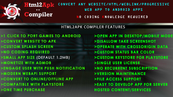 Скриншот из HTML 2 APK Compiler