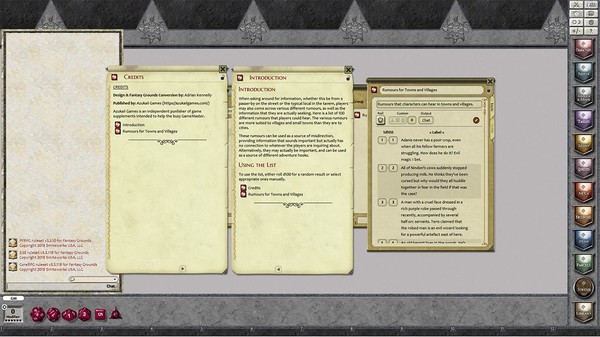 скриншот Fantasy Grounds - Rumours, Notes and Books Collection 2