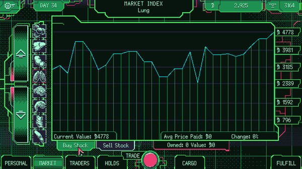 Screenshot of Space Warlord Organ Trading Simulator