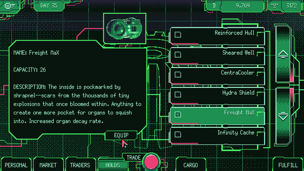 Screenshot of Space Warlord Organ Trading Simulator