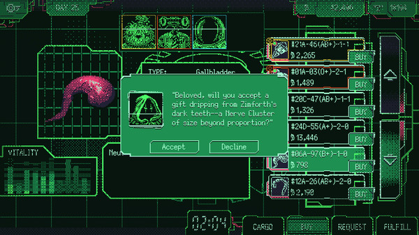 Screenshot of Space Warlord Organ Trading Simulator