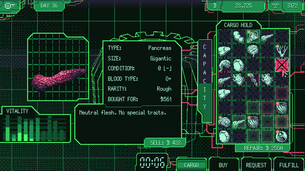 Screenshot of Space Warlord Organ Trading Simulator