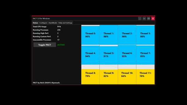 Скриншот из PACT - Process Affinity Control Tool
