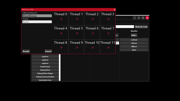 Скриншот №3 к PACT - Process Affinity Control Tool
