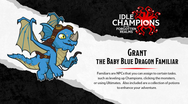 скриншот Idle Champions - Grant the Baby Blue Dragon Familiar Pack 1