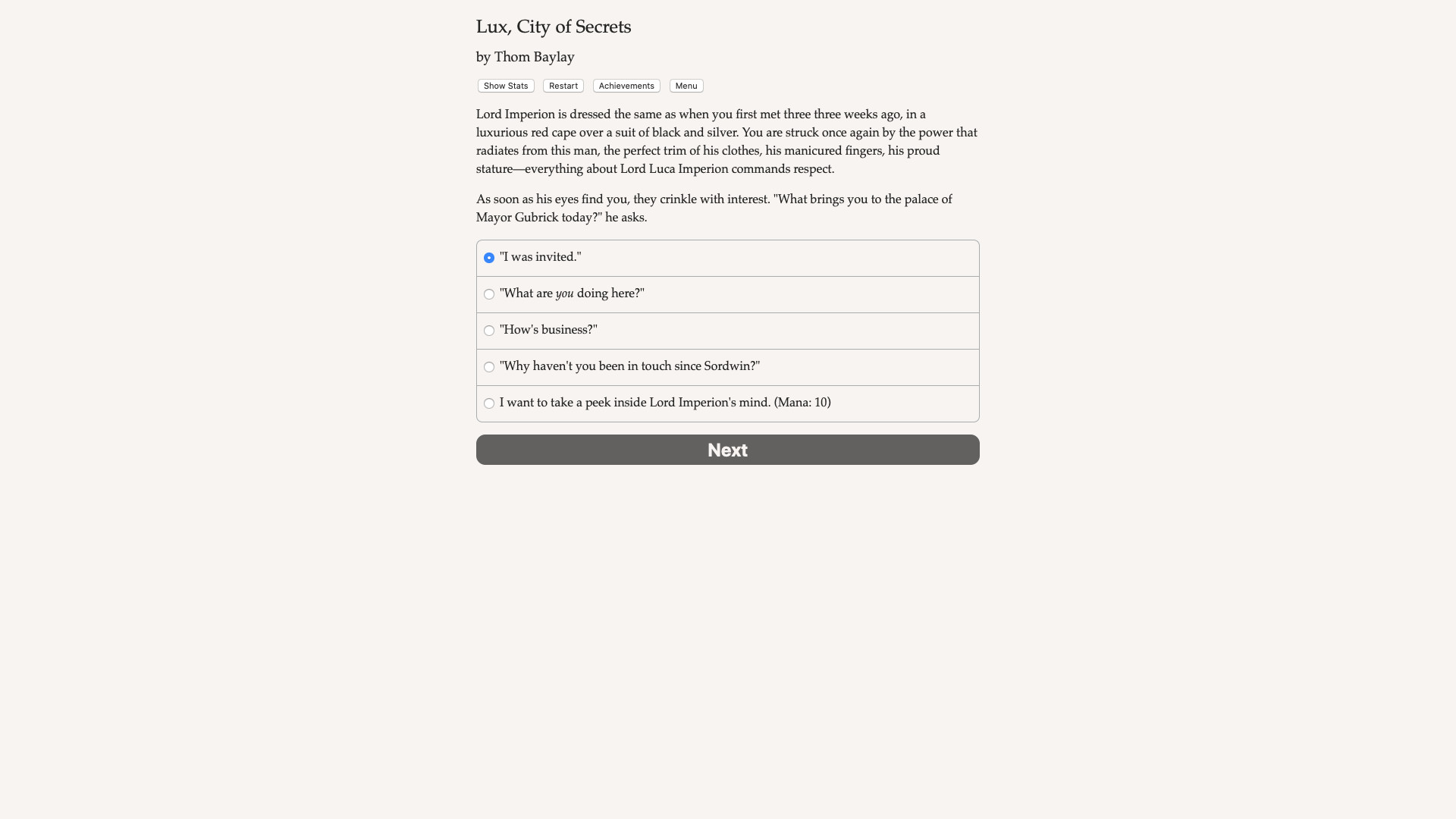 Lux, City of Secrets Demo #0