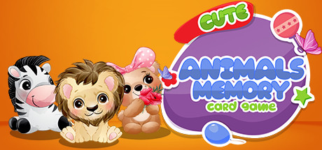 Cute animals memory card game banner