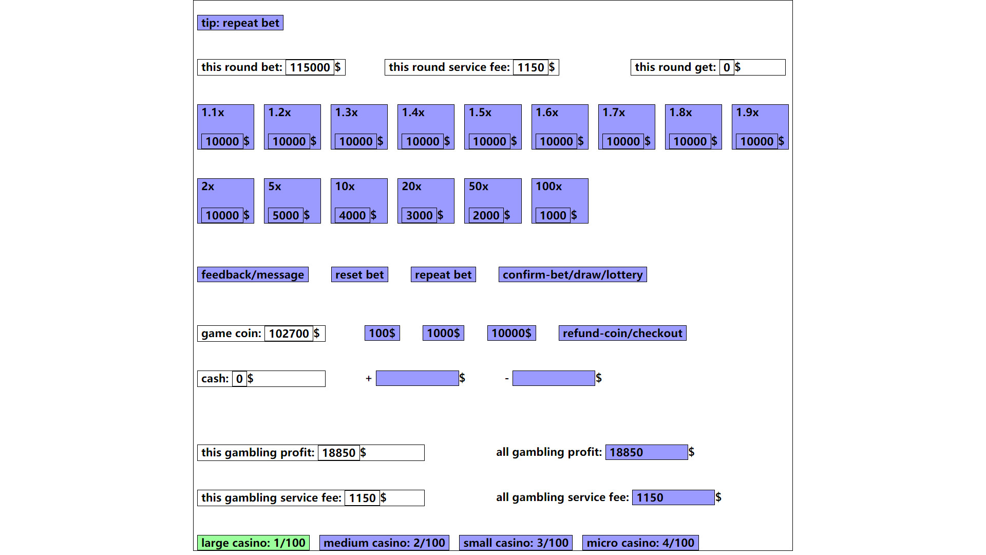 gambling game: win enough one million dollar Demo #13
