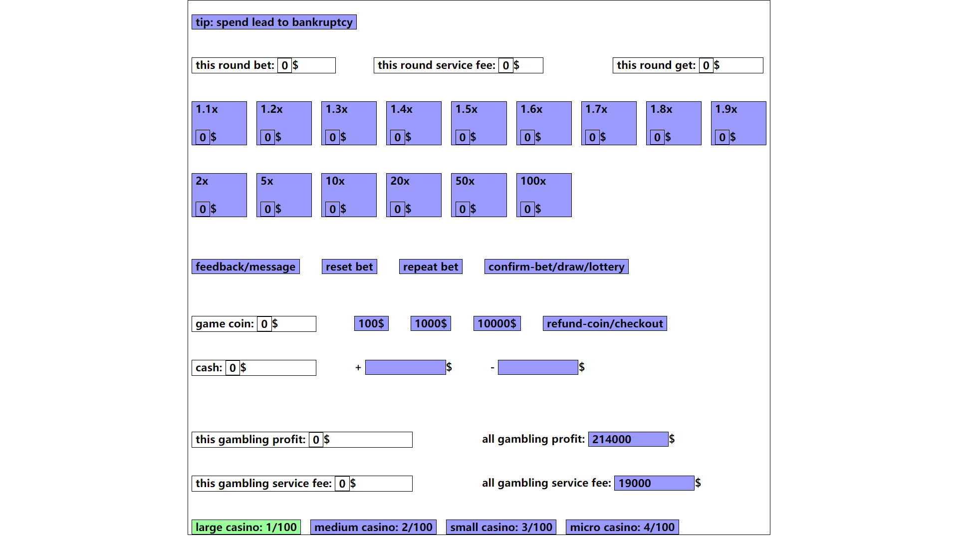 gambling game: win enough one million dollar Demo #65