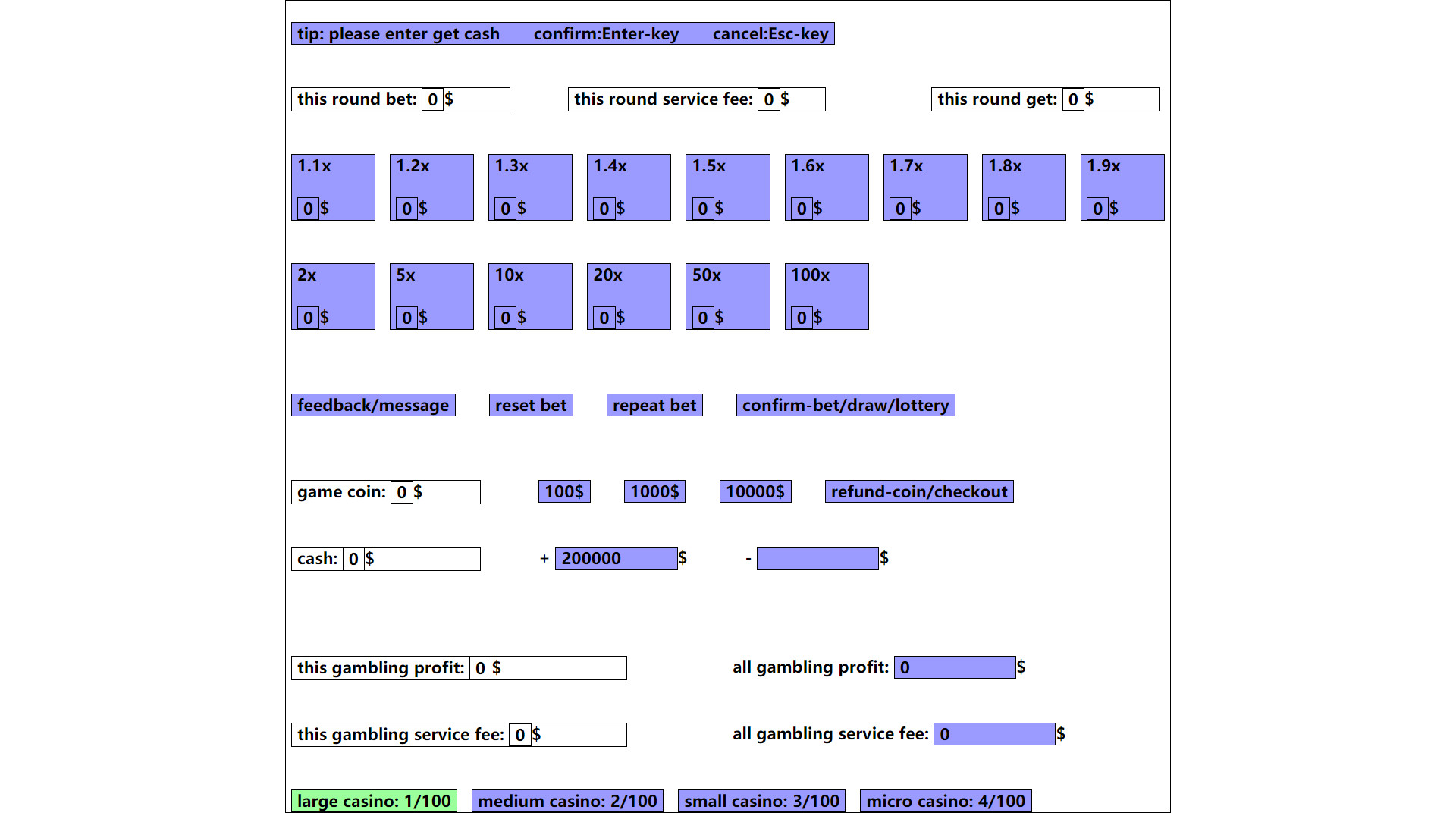 gambling game: win enough one million dollar Demo #3