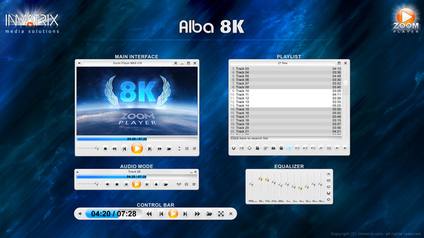 скриншот Zoom Player Alba8K skin 0