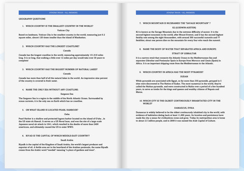 Athena Trivia - All Answers