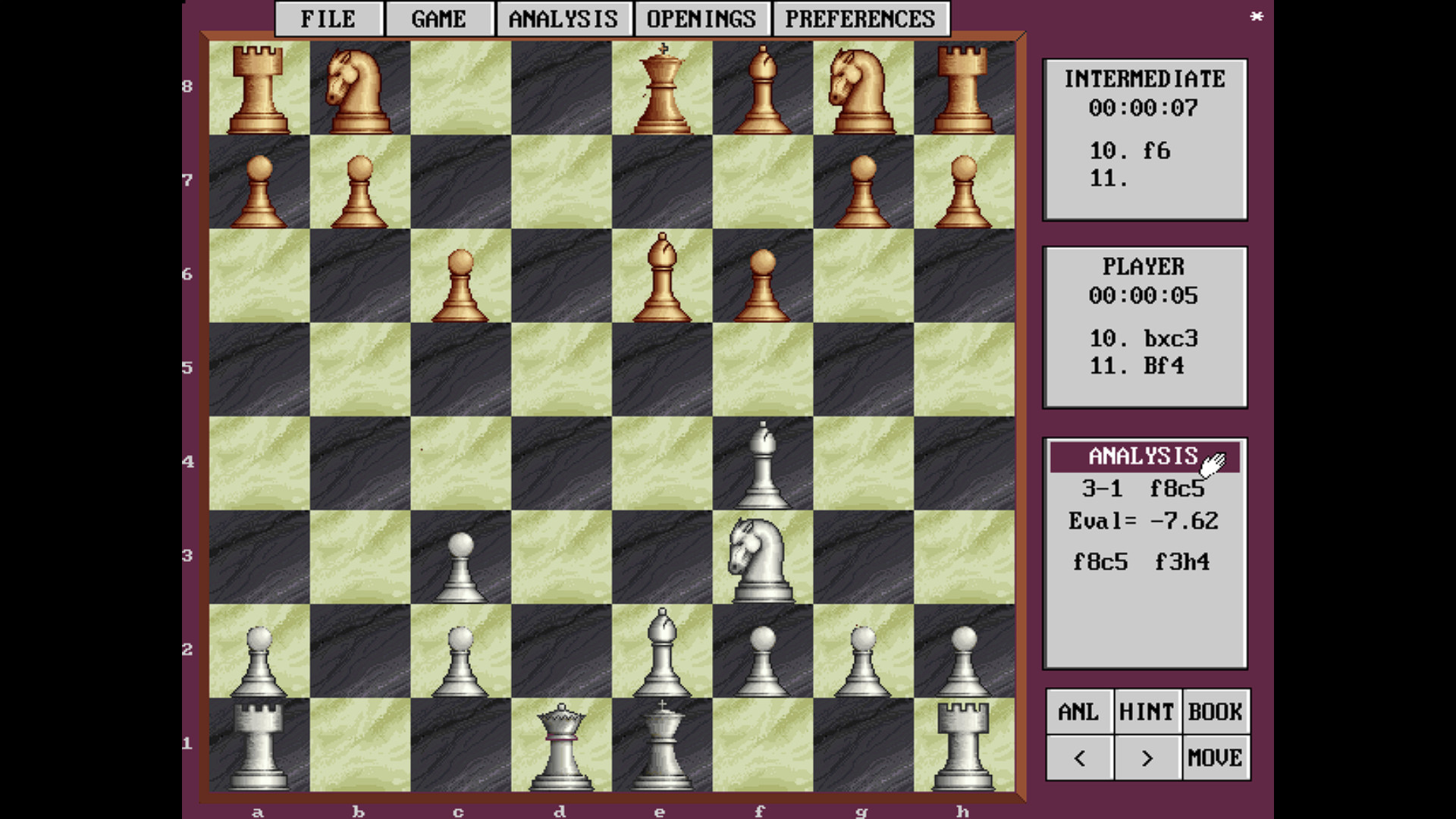 chessmaster 10 game score