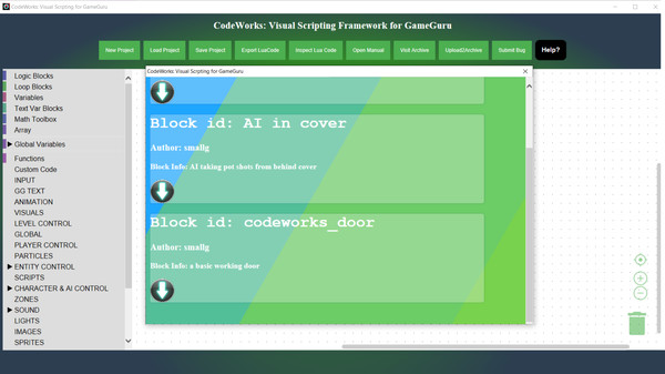скриншот CodeWorks: Visual Scripting Framework for GameGuru 5