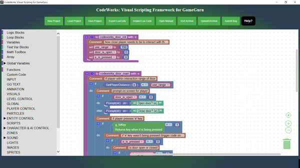 скриншот CodeWorks: Visual Scripting Framework for GameGuru 0