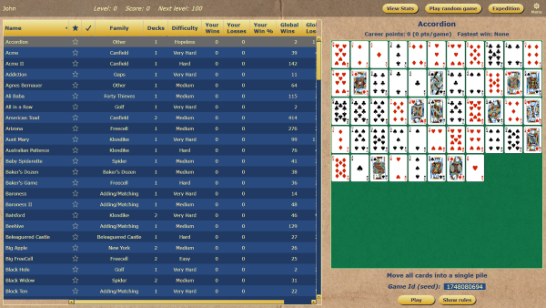 Free online solitaire games: spider, slash, Klondike : r