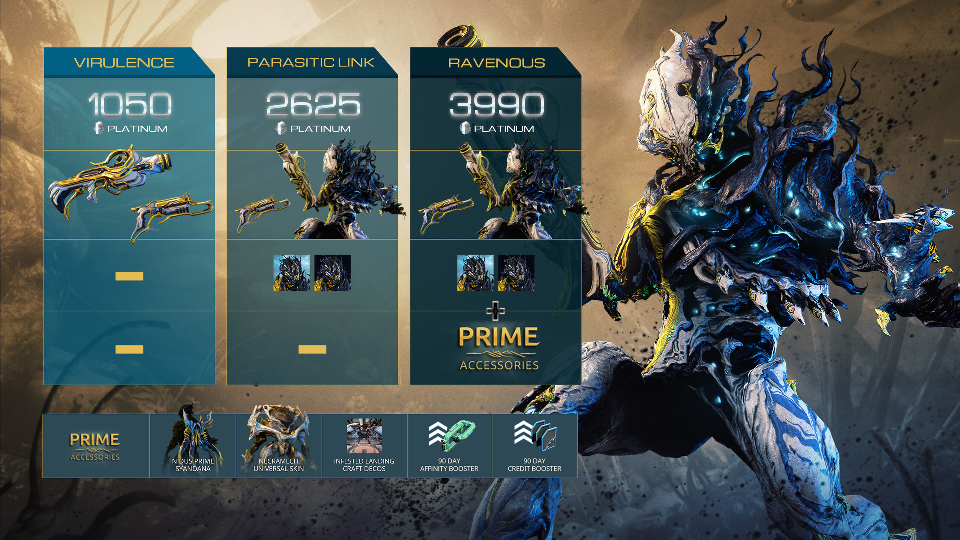 Скидка на Warframe. Nidus Prime Access. Virulence Pack