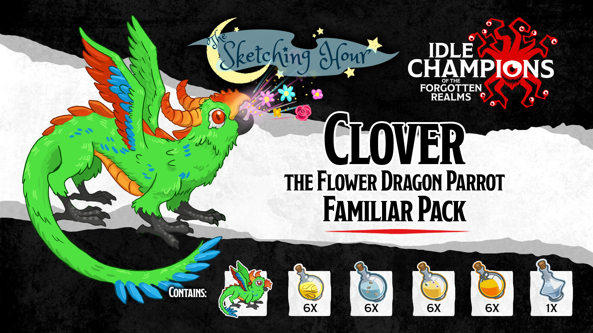 Idle Champions - Clover the Flower Dragon Parrot Familiar Pack Featured Screenshot #1