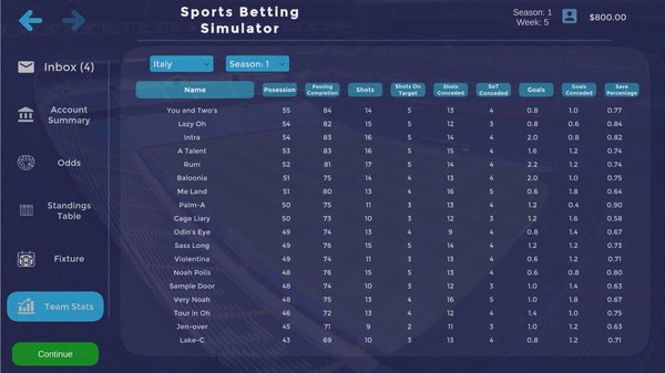 Скриншот из Sports Betting Simulator