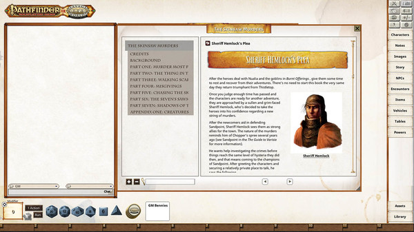 скриншот Fantasy Grounds - Pathfinder(R) for Savage Worlds: Rise of the Runelords! Book 2 - The Skinsaw Murders 3