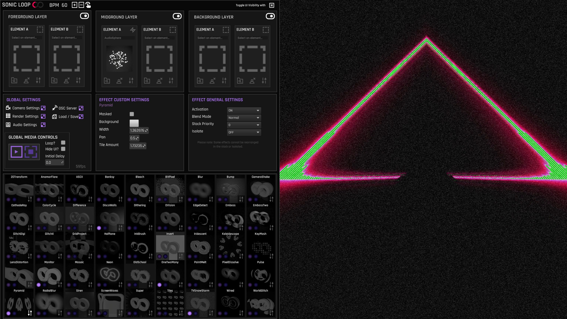 SonicLoop VJ - Realtime VJ content creator for streaming, music videos and live performance Demo #5