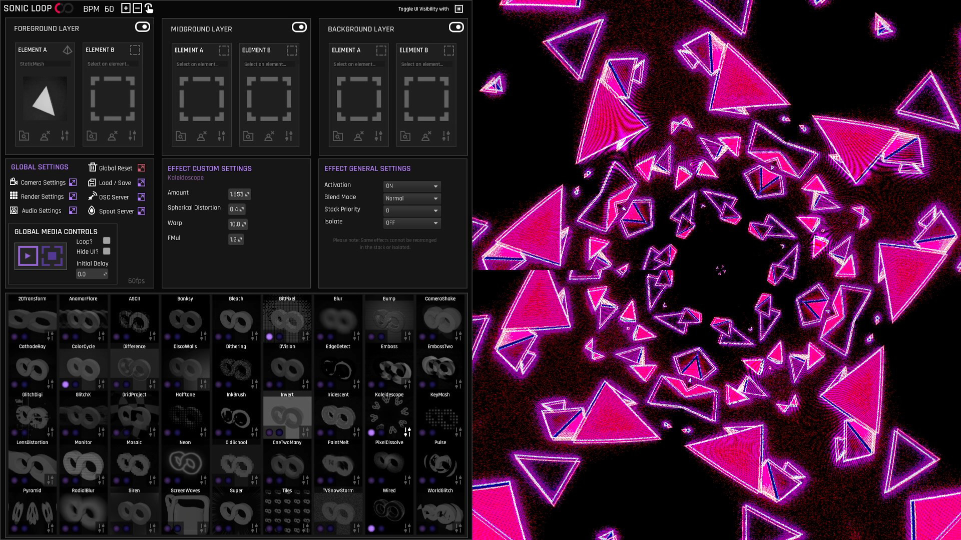 SonicLoop VJ - Realtime VJ content creator for streaming, music videos and live performance Demo #8