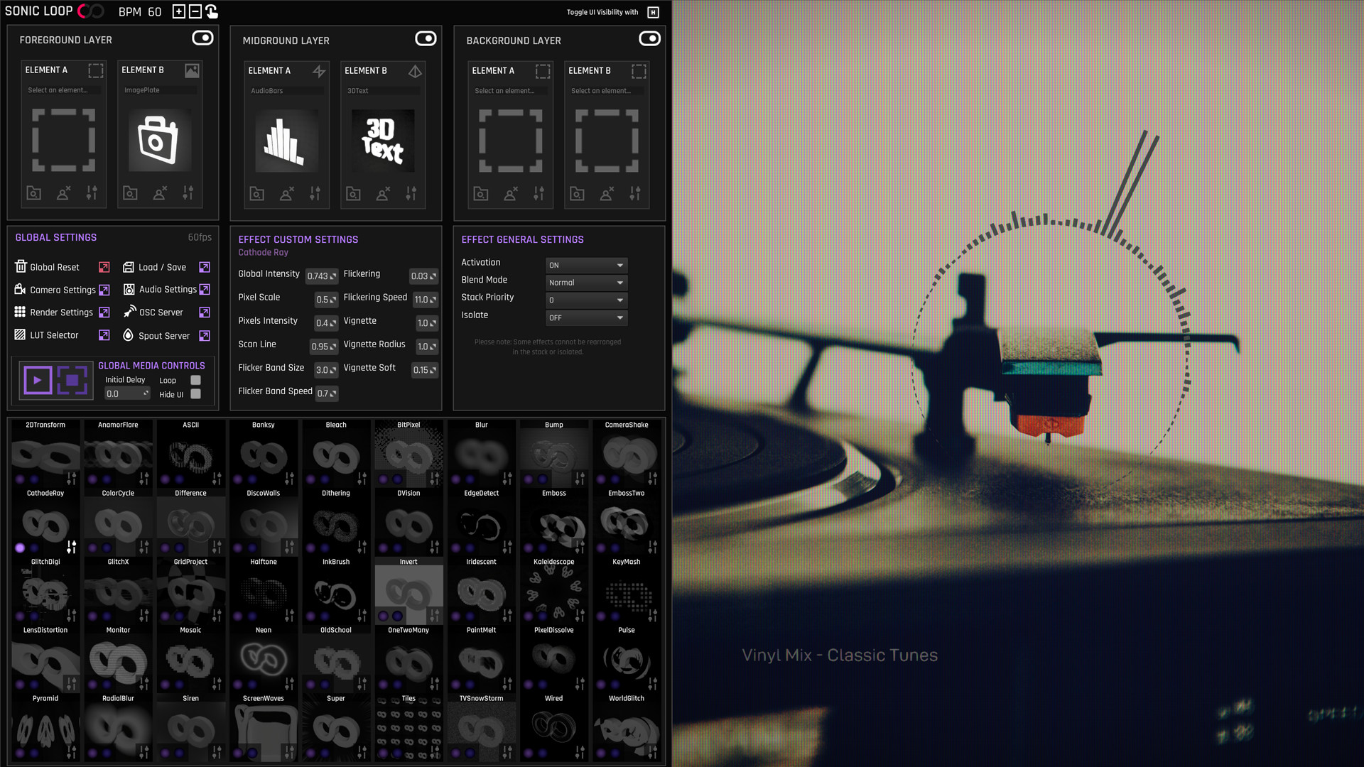 SonicLoop VJ - Realtime VJ content creator for streaming, music videos and live performance Demo #3