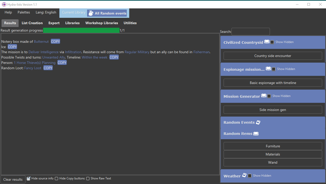 Hydra Lists: Roll Table Maker #0