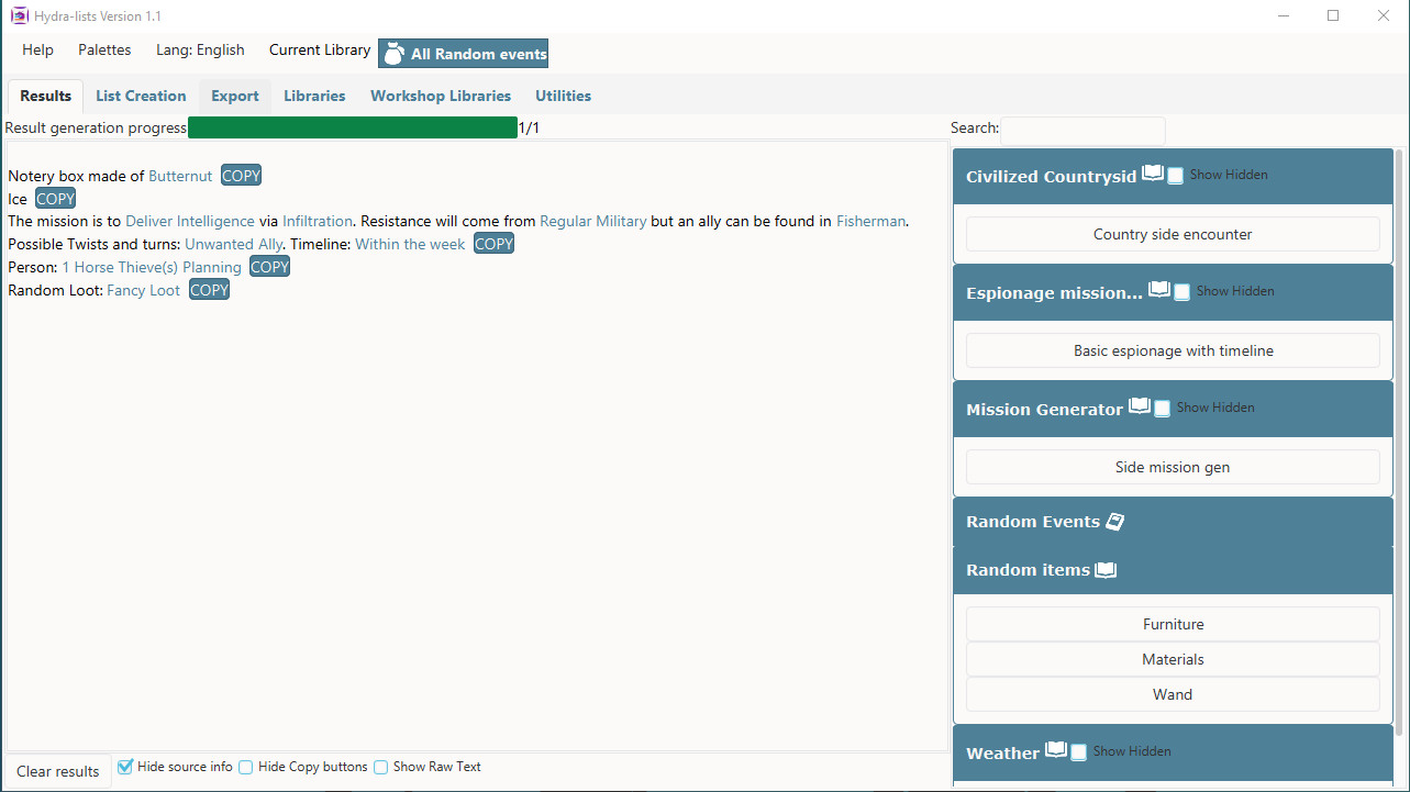 Hydra Lists: Roll Table Maker #9