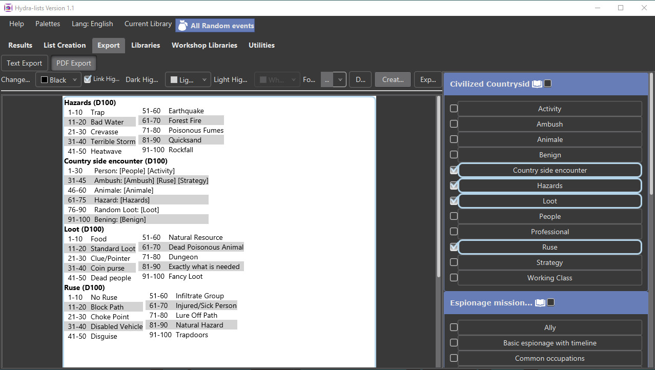 Hydra Lists: Roll Table Maker #4