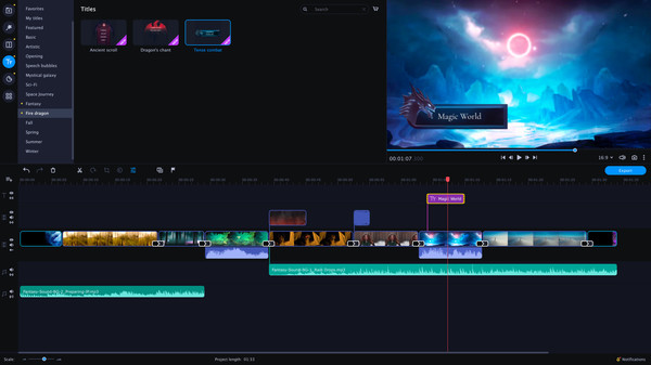 скриншот Movavi Video Editor Plus 2022 - Magic World Set 3