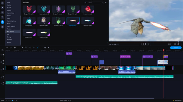 скриншот Movavi Video Editor Plus 2022 - Magic World Set 4
