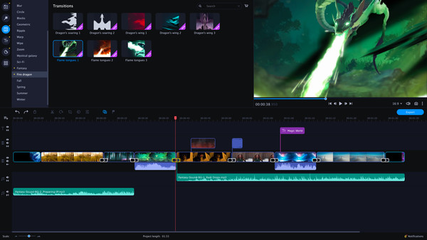 скриншот Movavi Video Editor Plus 2022 - Magic World Set 2