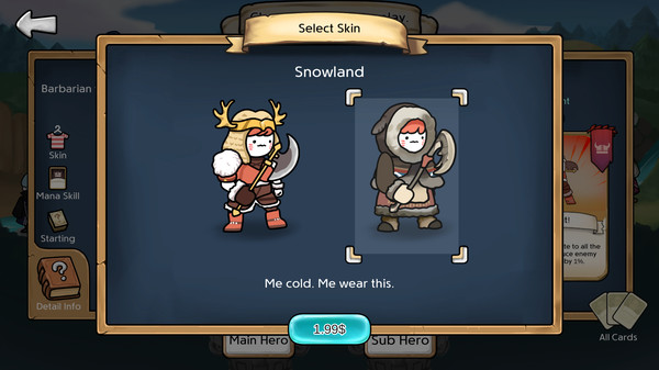 скриншот 3 Minute Heroes - Snowland (Barbarian Skin) 1