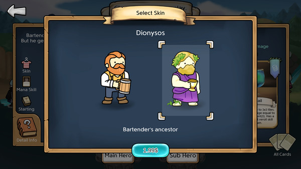 скриншот 3 Minute Heroes - Dionysos (Bartender Skin) 1