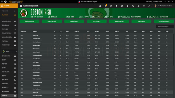 Скриншот из Draft Day Sports: Pro Basketball 2022