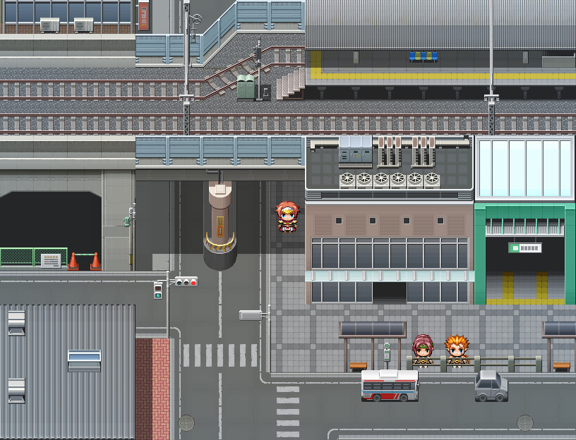 RPG Maker MV - Japanese Modern Cityscape Tileset Featured Screenshot #1