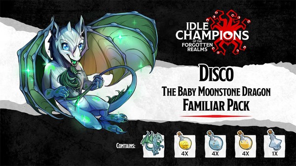 Idle Champions - Disco the Baby Moonstone Dragon Familiar Pack