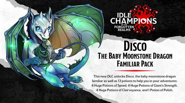 скриншот Idle Champions - Disco the Baby Moonstone Dragon Familiar Pack 1