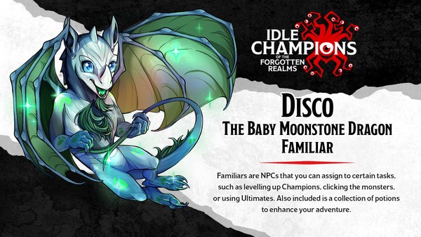 скриншот Idle Champions - Disco the Baby Moonstone Dragon Familiar Pack 2
